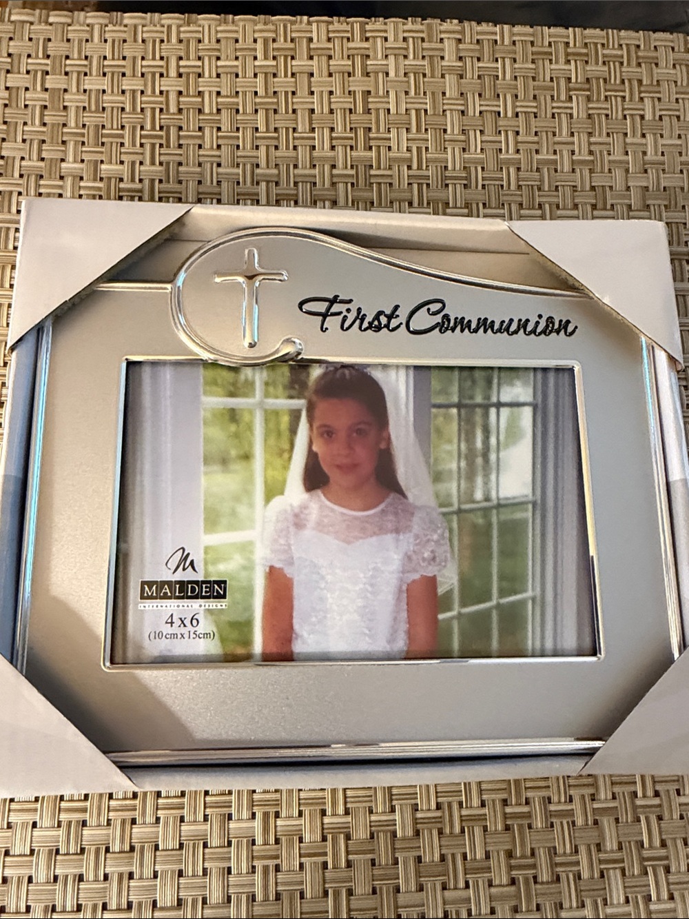 NIB Gift Elegant Religious Picture Frame 4x6 silver finish First Communion